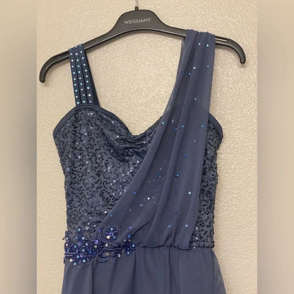 WEISSMAN Dance Costume dress mesh Chiffon Drape maxi One 14714 XSA adult